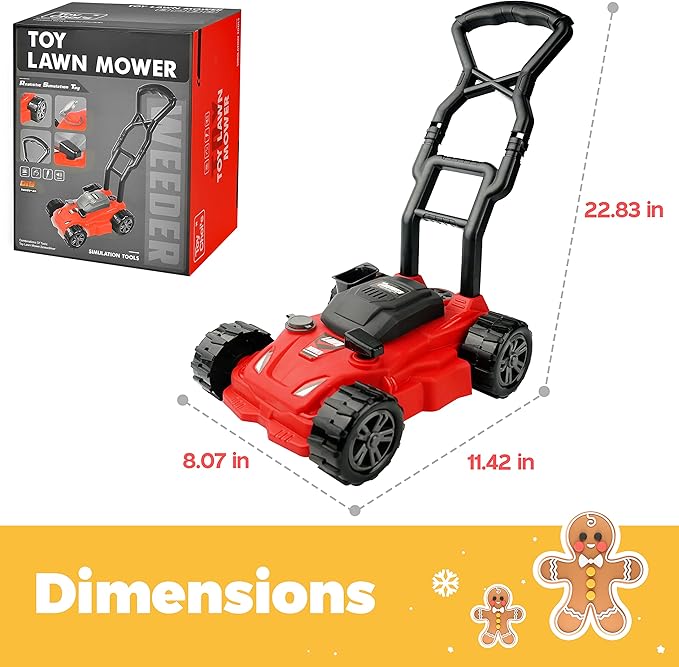 Toy Choi's Kids Lawn Mower Pretend Play Toy for Kids, Outdoor Push Lawn Toy, Preschool Gardening Push Toddler Lawn Mower Kids Toy Tool Set, Developmental Push Toy for Kids 3,4,5,6,7,8 Year Boys Girls