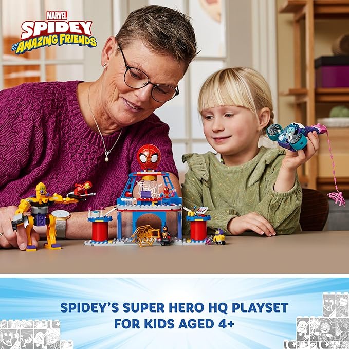LEGO Marvel Team Spidey Web Spinner Headquarters, Marvel Toy for Fans of Disney+ Spidey and His Amazing Friends, Battle Vehicle for Kids with Iron Man Toy, Spider-Man Toy for 4-6 Year Olds, 10794