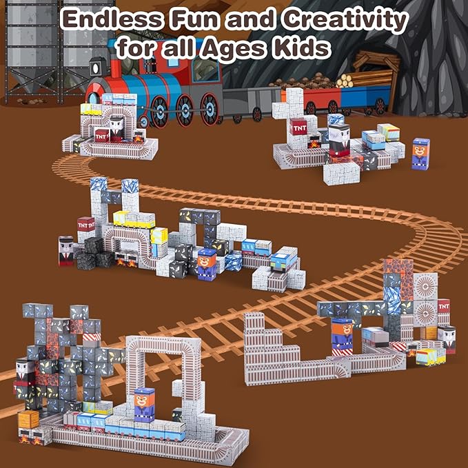GEVINST Magnetic Blocks for Kids Ages 4-12, 1" Magnet Blocks Toys Train Tracks Set, Magnetic Cubes STEM Sensory Toys for 3+ Year Old Boys & Girls Christmas Birthday Gifts