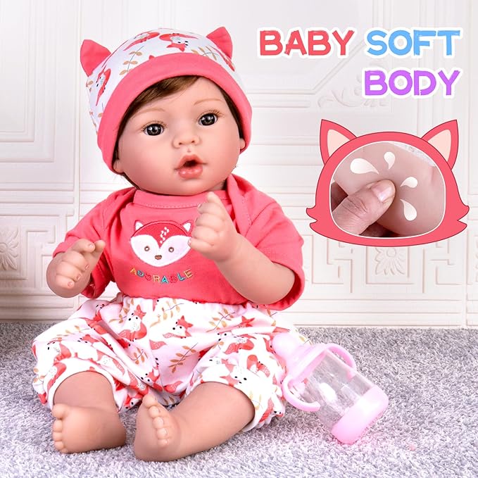 Aori Reborn Baby Doll Girl Realistic - 18 inch Lifelike Newborn Dolls with Bassinet, Real Life Baby Girl Dolls, Gift for Kids, Grandparents