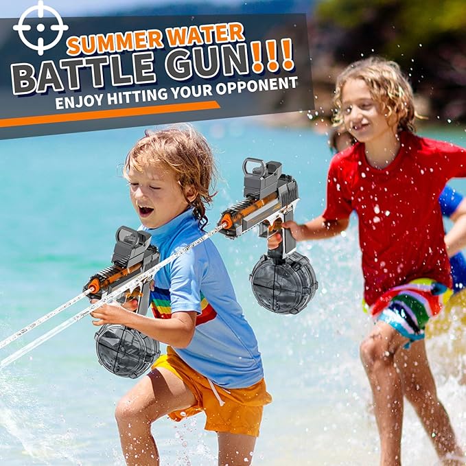 Automatic Manual Dual Modes Electric Water Guns - 36FT Transparent Automatic Long Range Squirt Guns High Powerful Strongest Water Gun Best Water Gun for Summer Pool Toys for Kid & Adult - Grey