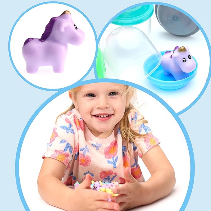 Entervending Unicorn Mini Toys in Capsules - 250 Pcs of 1.1 Inch Acorn Capsules and Unicorn Toy for Kids - Plastic Capsules for Toys Bulk – Mini Unicorn Toys - Classroom Prizes Easter Egg Stuffers