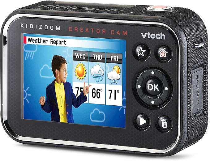 VTech KidiZoom Creator Cam, High-Definition Kids' Camera for Photos and Videos, Included Green Screen, Flip-Out Selfie Camera, Selfie Stick/Tripod, Auto Timer, Kids Ages 5 and up