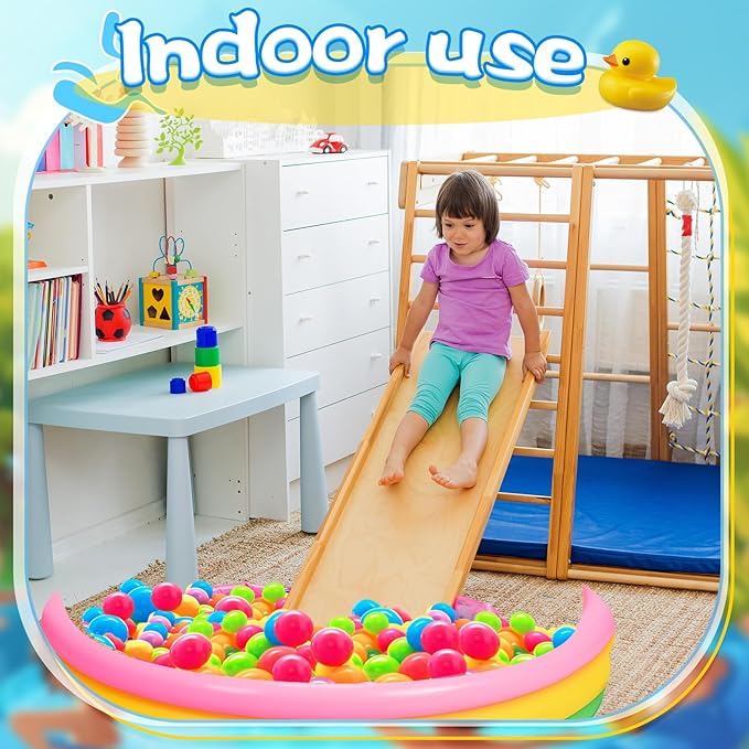 Jerify 4 Pack Kiddie Pool for Toddler Kids 45 x 10 Inch Inflatable Portable Round Paddling Pool 3 Rings Blow up Rings Round Baby Padding Ball Pond for Indoor Outdoor Water Game Play (Neon Color)