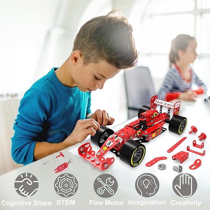 STEM Model Car Building Kit - DIY Science Projects Toys for Kids Ages 8-12-16, Fun Assembly Erector Toys Sets Model Car Birthday Gift for Kids Girls Boys 8 9 10 11 12 Years Old
