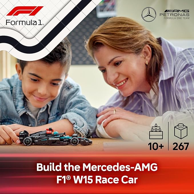 LEGO Speed Champions Mercedes-AMG F1 W15 Race Car Toy - Building Set for Kids, Boys & Girls, Ages 10+ - Toy Car for F1 Fans - Gift Idea for Birthday - 77244