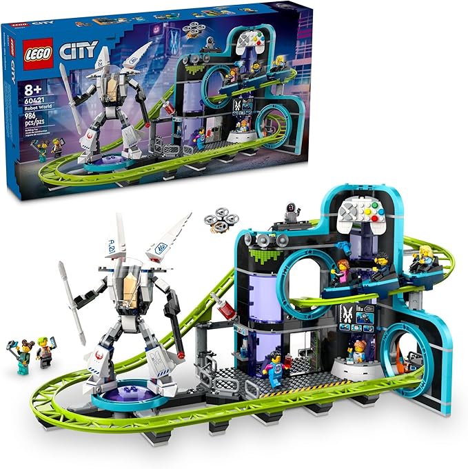 LEGO City Robot World Roller Coaster Building Set - Kids Engineering Toy with Posable Mech Suit for Boys & Girls, Ages 8+ - Gift Ideas for Birthdays - 60421