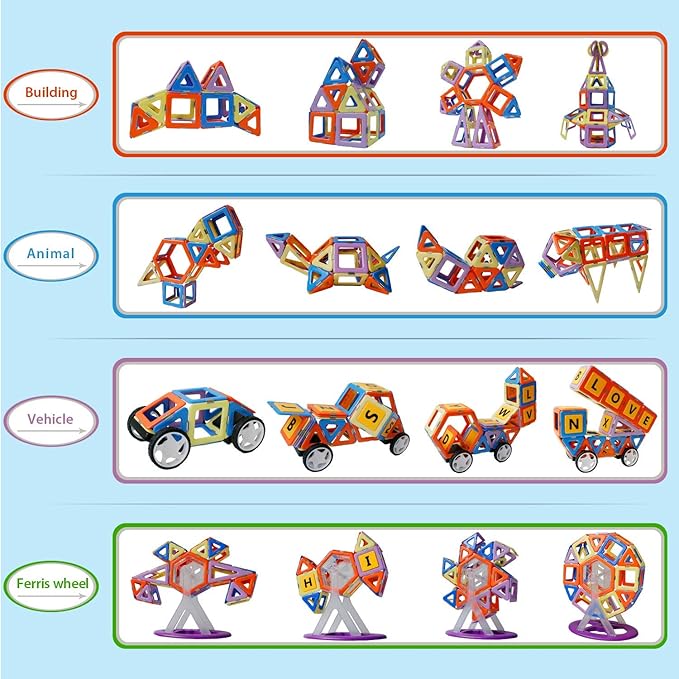 MAGBLOCK Magnetic Building Toys Set 120 Pcs Gift for 3 Year Old Boys and Girls, Magnet Learning Toys for Toddler Games with Wheels Building Blocks for Kids