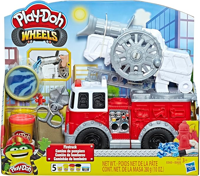 Play-Doh Wheels Fire Truck Toy Vehicle Set, 5 Cans, Preschool Toys for 3 Year Old Boys & Girls & Up, Imagination Toys (Amazon Exclusive)
