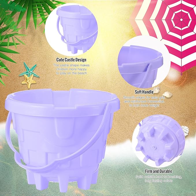 Lenwen 30 Pcs Beach Sand Buckets for Kids 5.5 Inch Easter Buckets Bulk Plastic Sand Castle Pail Beach Building Toys for Toddlers Girls Boys Gift Party Favor,5 Assorted Colors
