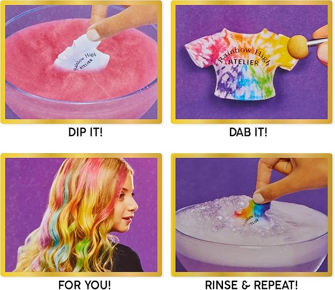 Rainbow High Watercolor & Create Fashion DIY Doll with Washable Watercolors + Tie-Dye Kit, Green Eyes, Long Straight Hair, Bonus Top & Shoes. Color, Create, Play, Rinse and Repeat. Creative 4-12+