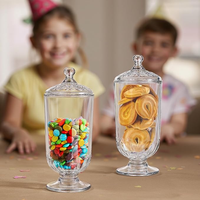 ZEERSHEE 2 Pack 24oz Clear Glass Candy Jars with Lids Glass Decorative Storage Jar for Candy Buffet, Wedding Favors, Baby Shower, Party Decor, DIY Crafts