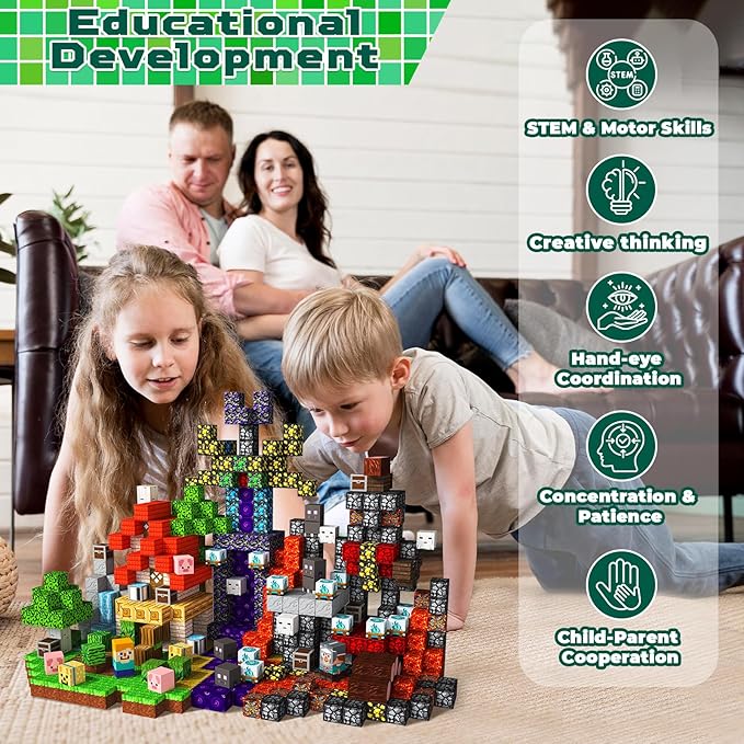 150 PCS Magnetic Blocks - Magnetic Building Block for Kids Ages 4-8, Magnet Blocks Sets for Stacking, Magnet Cubes Building Toys for Boys Girls Ages 3 4 5 6 7 8-12 Birthday Gift