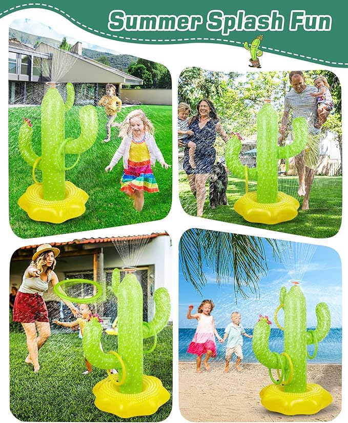 Inflatable Giant Cactus Inflatable Sprinkler - Sprinkler for Kids, Backyard Garden Sprinkler Water Toys for Boys Girls,Summer Party Fun,Water Sprinklers Inflatable Toys