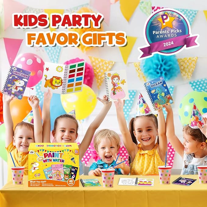 ZMLM 48 Water Coloring Books for Kids Party Favors - Mini Coloring Books Bulk for Ages 4-8,Small Birthday Goodie Bags Crafts Return Gifts Classroom Art Crafts Classroom Prizes