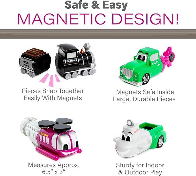 Mix or Match Vehicles Junior 2, Magnetic Toy Play Set, 8 Pieces