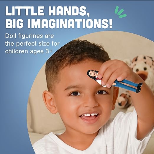 Creative Minds Marvel Education Hispanic Family Toy Figure Set for Kids Ages 3+, Set of 8 Inclusive and Diverse Dollhouse Toy Figurines, Multicolor