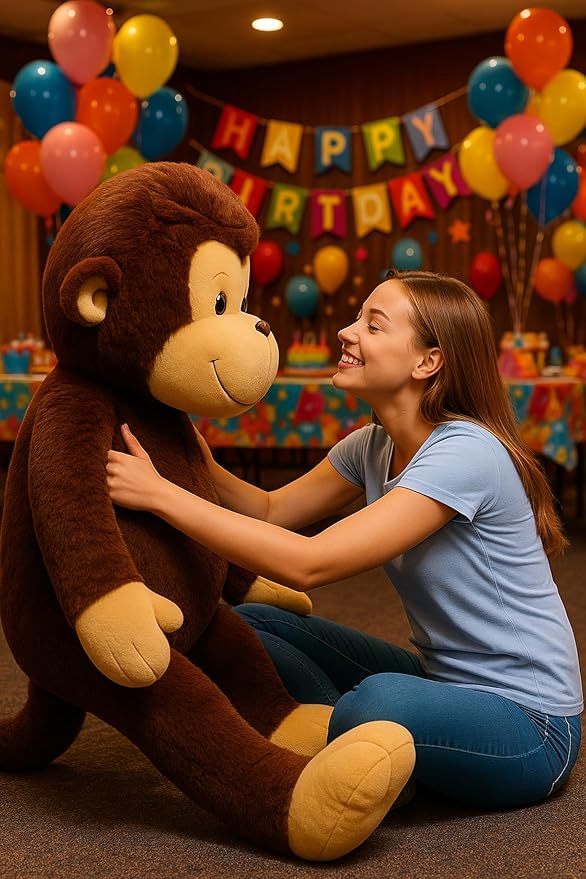 Big Plush Giant Stuffed Monkey - Large 4-Foot Extra-Soft Jumbo Plush Animal - 48 Inches / 122 Centimeters - Huge-Sized Gigantic Animals - Oversized Monkeys - Hug This Full-Size Pet Ape