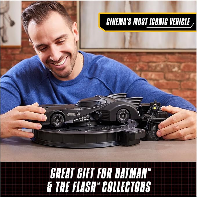 DC Comics, Official 1989 Batmobile RC, Exclusive Batman Figure, Limited Edition Collector's Item, Smoke Effects, Batcave Chargeable Base, Ages 14+