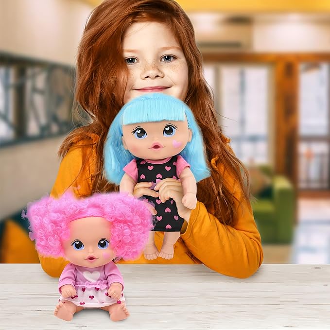 Cuddle Kids: 11" Yummy Hearts Dolls - 2 Pack Hard Body Dolls, Brush Their Blue & Pink Hair w/The Included Combs, New Adentures, Toddler & Kids Age 2+