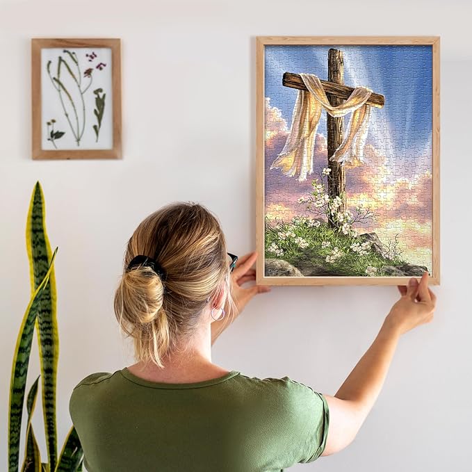 Christian Puzzles for Adults 500 Pieces - He is Risen - Wooden Religious Jesus Puzzles Christian Gifts for Women Men Kids