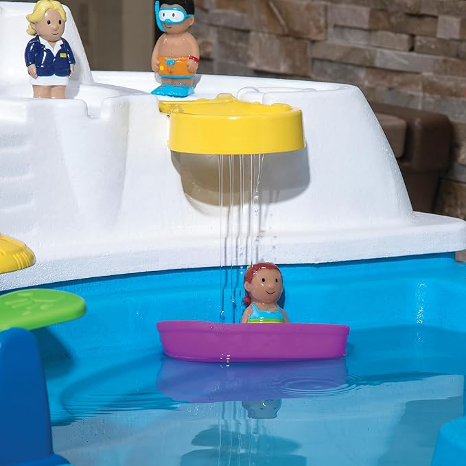 Step2 Fiesta Cruise Sand & Water Table with Umbrella, Kids Activity Sensory Playset, Summer Outdoor Toys, 10 Piece Water Toy Accessories, for Toddlers 2+ Years Old