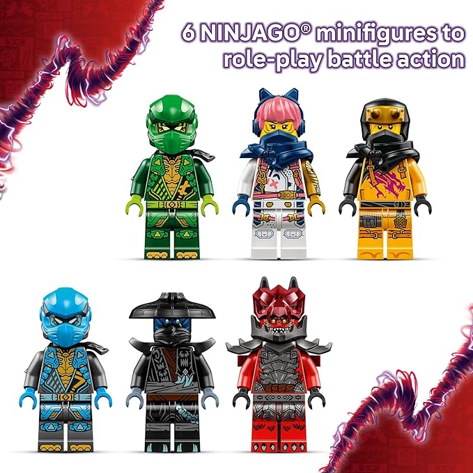 LEGO NINJAGO Thunderfang Dragon of Chaos Building Toy for Kids Ages 8+ - Dragon Rising Playset with 6 Minifigures and Poseable Dragon Figure - Birthday Gift Idea for Boys and Girls - 71832