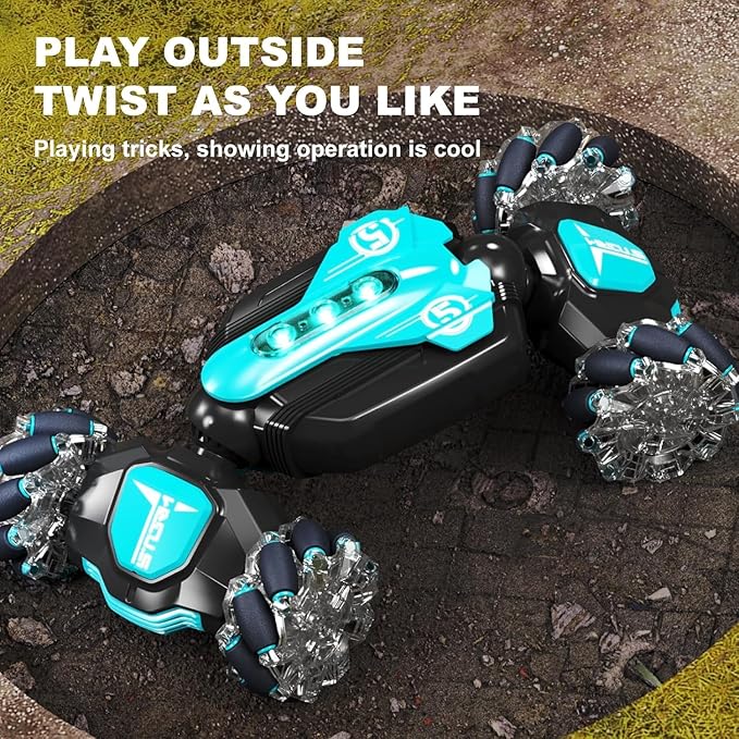 Gesture Sensing RC Stunt Car Remote Control Car 360° Rotating 4WD 2.4Ghz RC Cars Transform Car Toys for Boys 4-7 Birthday Present for Age 8-12, Green