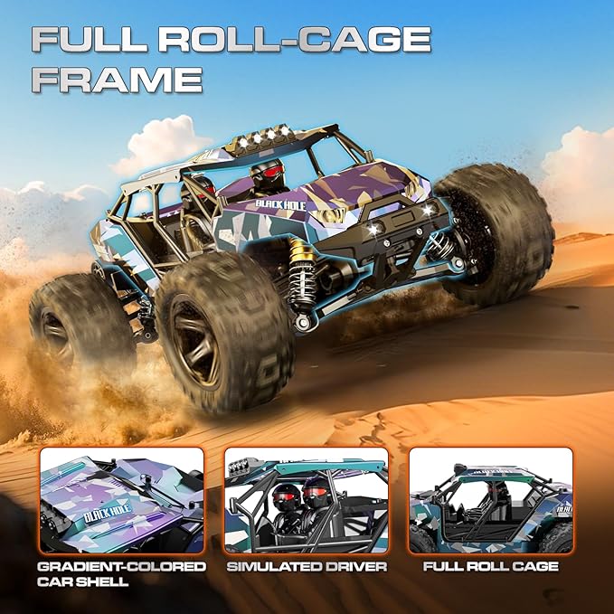 RC Cars for Adults & Boys, 1:14 Desert 4WD Off-Road RC Truck High Speed 40 km/h, 4x4 Remote Control Car with 2 Rechargeable 1300mAh Batteries and 2 Sets of Tires