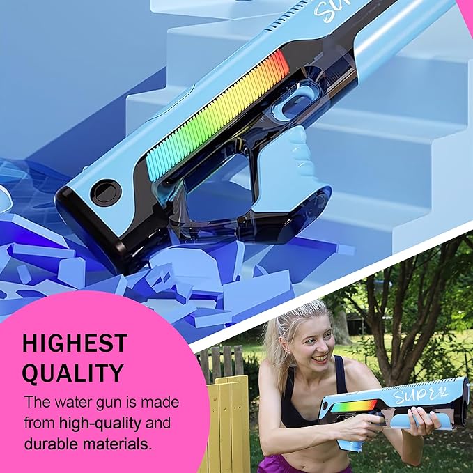 Electric Water Gun for Kids – High Powered Automatic Squirt Gun, Auto Suction Water Guns 32 FT Long Range Battery Water Blaster for Pool Beach Summer Outdoor Games