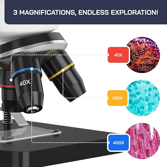 Omano Juniorscope Microscope for Kids – Microscope Kit for Kids 8+ for Science Microscope Experiments – Kids Microscope Kit That Encourage STEM Exploration – Beginner Microscope for Kids 8 and Up.