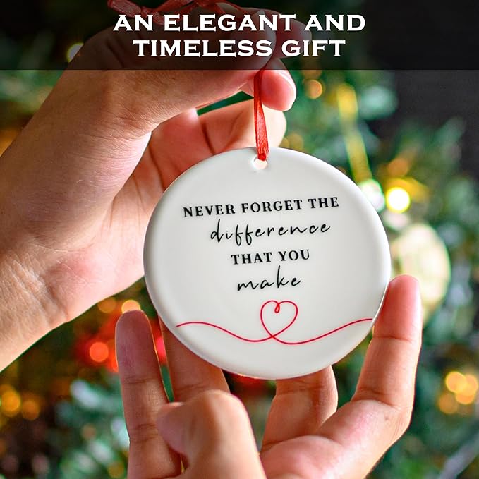 Never Forget The Difference You Make Ornament 6 Inch, You Make a Difference Ornament, Caregiver Christmas Ornament, Thank You Gift for Teacher, Nurse, Coworker, Manager, Mentor Appreciation Gift
