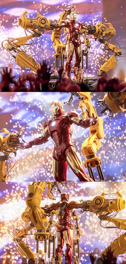 MK4Ironman(1/10 Scale) Suit up Gantry with Lots of Accessories,7 inch Exquisite Painting Collectible Action Figure,Light with Platform