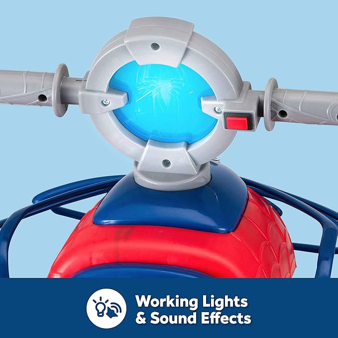 Kid Trax Toddler Marvel's Spider-Man Premium Toddler Quad Ride-On, Kids 18-30 Months, 6V Battery and Charger Included, Max Weight 44 lbs, Red