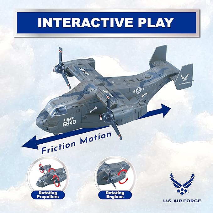 Lollipop United States Air Force Military Helicopter, V-22 Osprey Airplane, 1:72 Scale Aircraft Carrier Model, Battle/Rescue Helicopter Toy w/Sounds, 3+