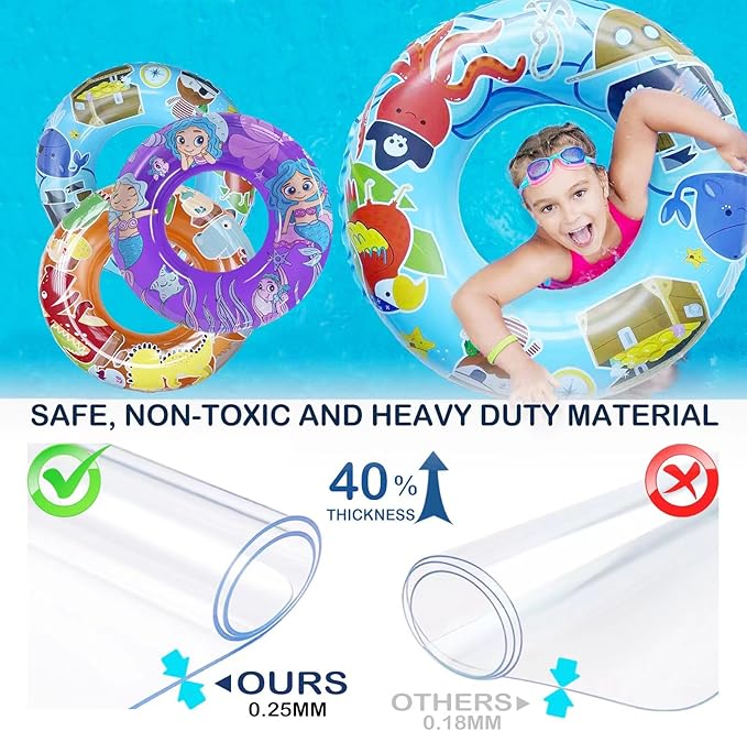 3-Pack Kids Pool Floats with Dinosaur/Pirate/Mermaid Design – Pool Toys for Toddler, 27.5“ Inflatable Swim Rings, Inner Tube for Floating Age 3-8,Premium Floaties & Water Toys for Summer Beach Party