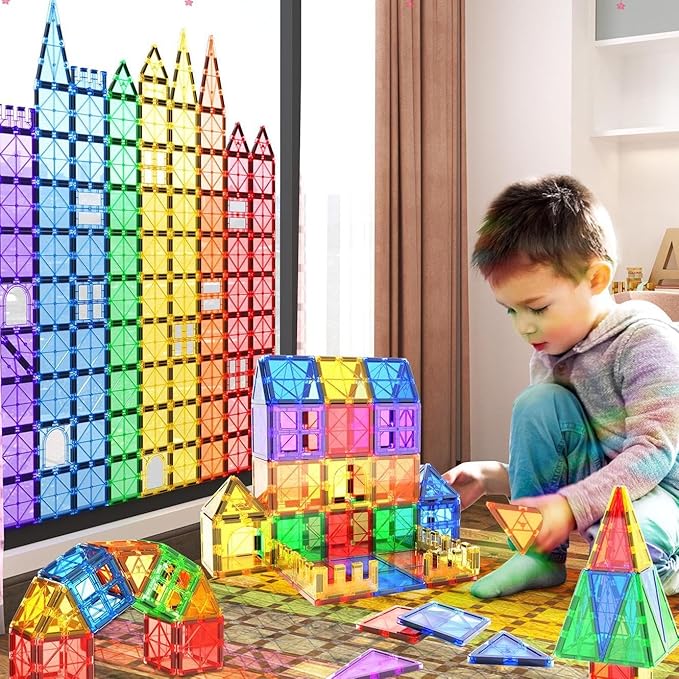 Magnetic Tiles Kids Toys for 3+ Year Old Boys & Girls, STEM Building Blocks Toys & Games, Sensory Toys for Toddlers, 3 4 5 6 7 8 Year Old Boy Birthday Gift