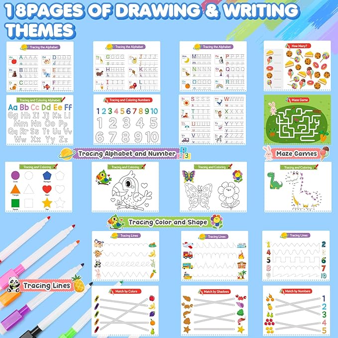 Busy Book for Toddlers, 36 Preschool Learning Activities, Montessori Homeschool Learning Educational Toys, Tracing Activity Coloring Books for Kids Ages 3-8, Autism Sensory Travel Toys Gifts
