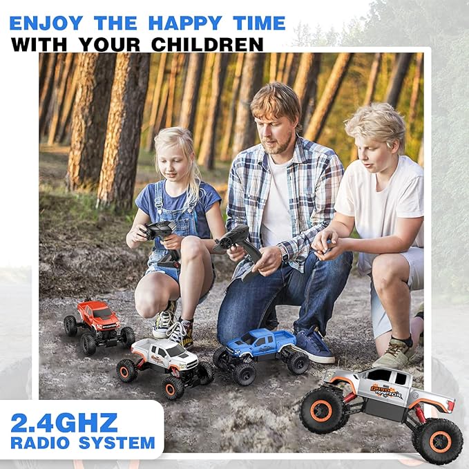 DOUBLE E Ford Raptor F150 RC Car 4WD 2 Motors Monster Trucks for Boys, 11 Inches Off Road Crawler Vehicle Truck Toy for Kids, Blue