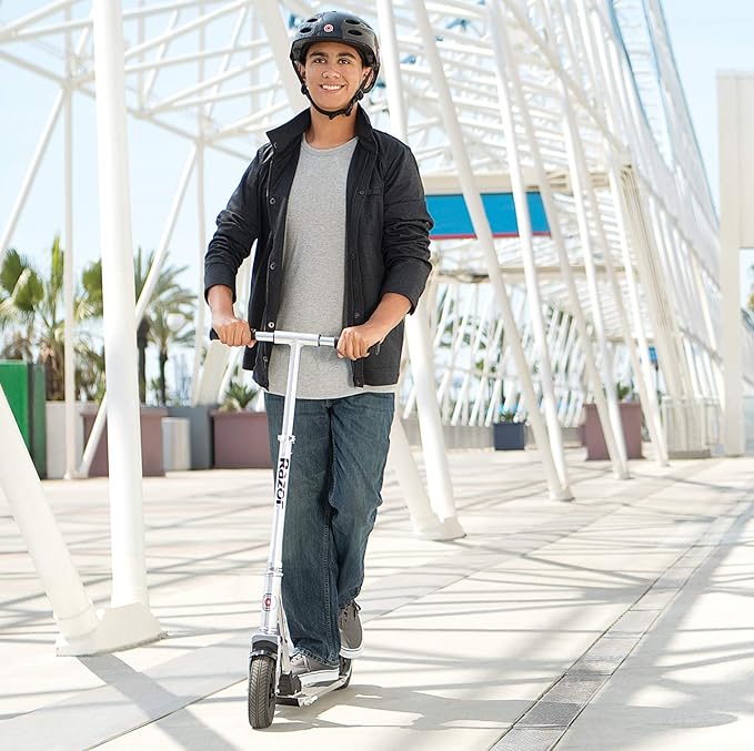 Razor A5 Air Kick Scooter for Kids Ages 8+ - Extra-Long Deck, 8" Pneumatic Rubber Wheels, Foldable, Anti-Rattle Handlebars, for Riders up to 220 lbs