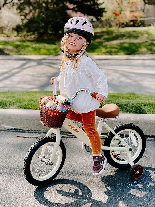 JOYSTAR Vintage Kids Bike with Training Wheels & Basket, 12 14 16 20 24 Inch Girls Bike for 2-14 Years Old, Multiple Colors