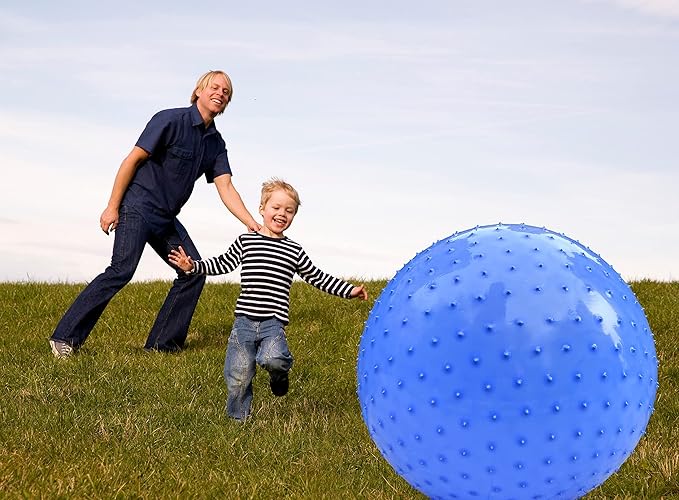 Large Sensory Massage Ball for Kids, 33.5" 85CM 3.1lbs Macaron Blue Bouncy Exercise Balls for Toddlers, Big Inflatable Toys with Tactile Spikes, Outdoor Giant Yoga Balls, Large Beach Ball
