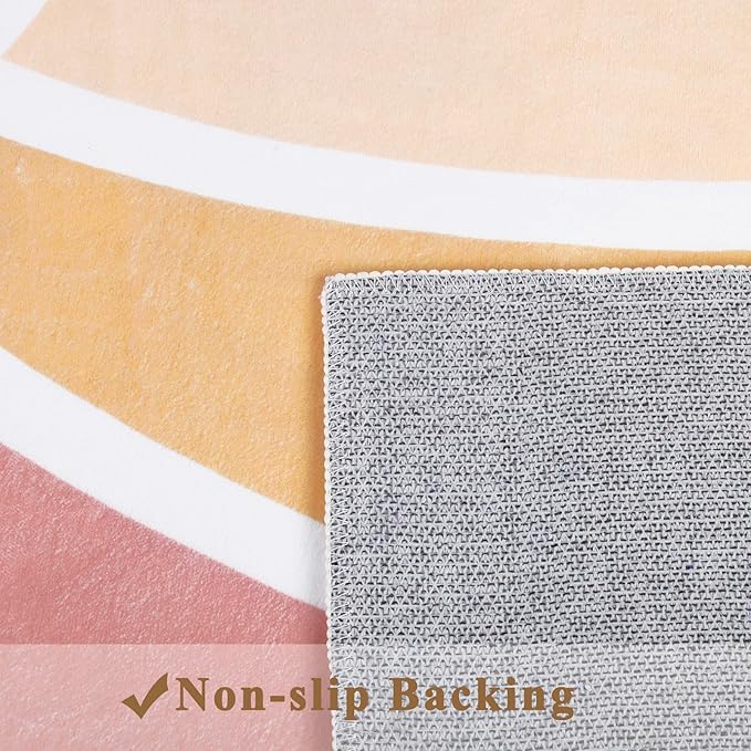Topotdor Sun Rainbow Nursery Rugs,Colorful Boho Kids Rug Ultra Soft Washable Non Slip Area Rug for Bedroom Perschool Classroom,47"x70"