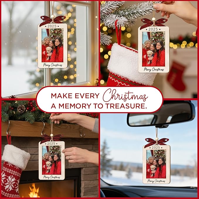 2025 Christmas Ornament Picture Frame - Friends Photo Frame Ornaments - Picture Frame Ornament For Tree - Merry Christmas Ornaments With Picture Insert - Christmas Gift For Family, Friends