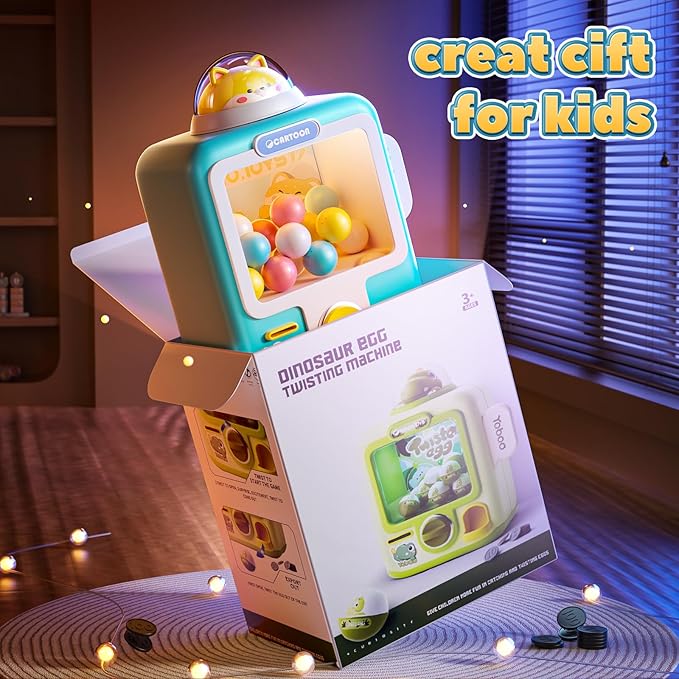 Skirfy Vending Machine Kids Toys Mini Vending Machine 12 Erasers Operated Gumball Prize Machine Maker Game Claws Machine Game Sensory Toys Dolls Gifts(Blue)