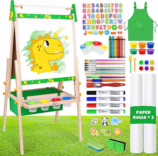 Joyooss Kids Art Easel, Double Sided with 98+ Accessories, Magnetic & Dry Erase Board for Ages 4-8