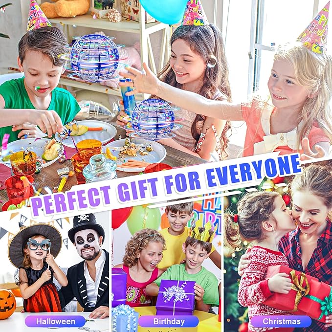 Flying Orb Ball 2025 Hover Boomerang Ball 6 Lighting Effects Cool Toys Gift for 678910+ Year Kids Teen Adults Indoor Outdoor Flying Toy(Blue & Blue)