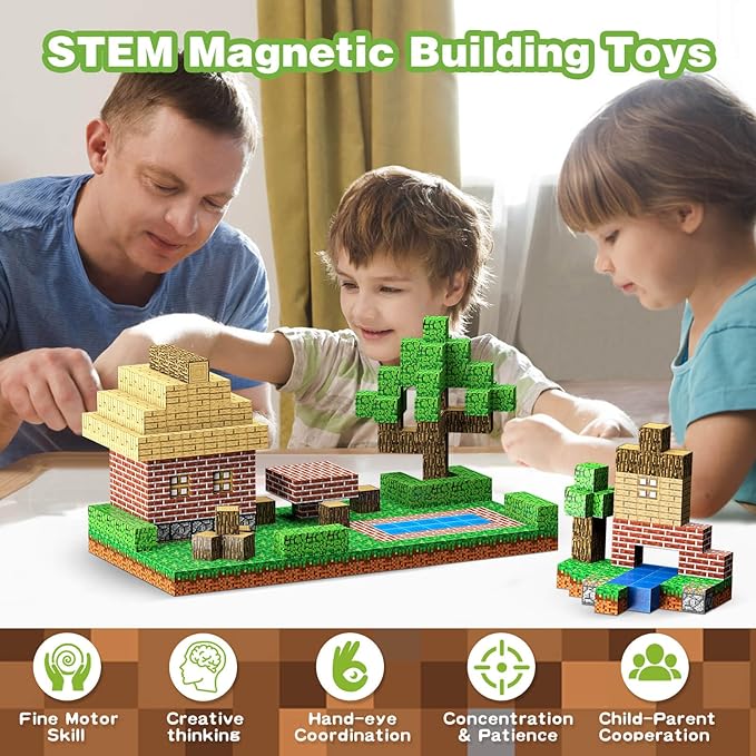 GEVINST 120PCS Magnetic Blocks - Magnetic Building Blocks Toys for Boys Girls Kids Ages 3-5 6-8 8-12, Magnet Cubes STEM Montessori Sensory Toy, Creative Games Toddlers Toys, Christmas Birthday Gifts
