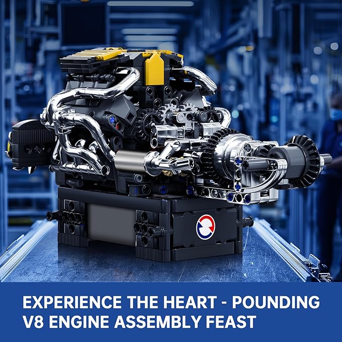 Mould King V12 Engine Building Sets, V8 Model Engine Kit for Adults, Engine Scale Model with Motor, 10207 STEM DIY Building Kits That Works, Blocks Toys for Aged 14+(761 Pieces)