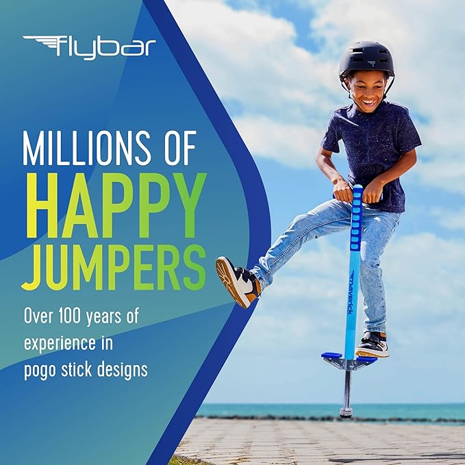 Flybar Maverick Pogo Stick for Kids Ages 5+, 40 to 80 Pounds, Perfect for Beginners, Easy Grip Handles, Anti-Slip Pegs, Outdoor Toys for Boys and Girls